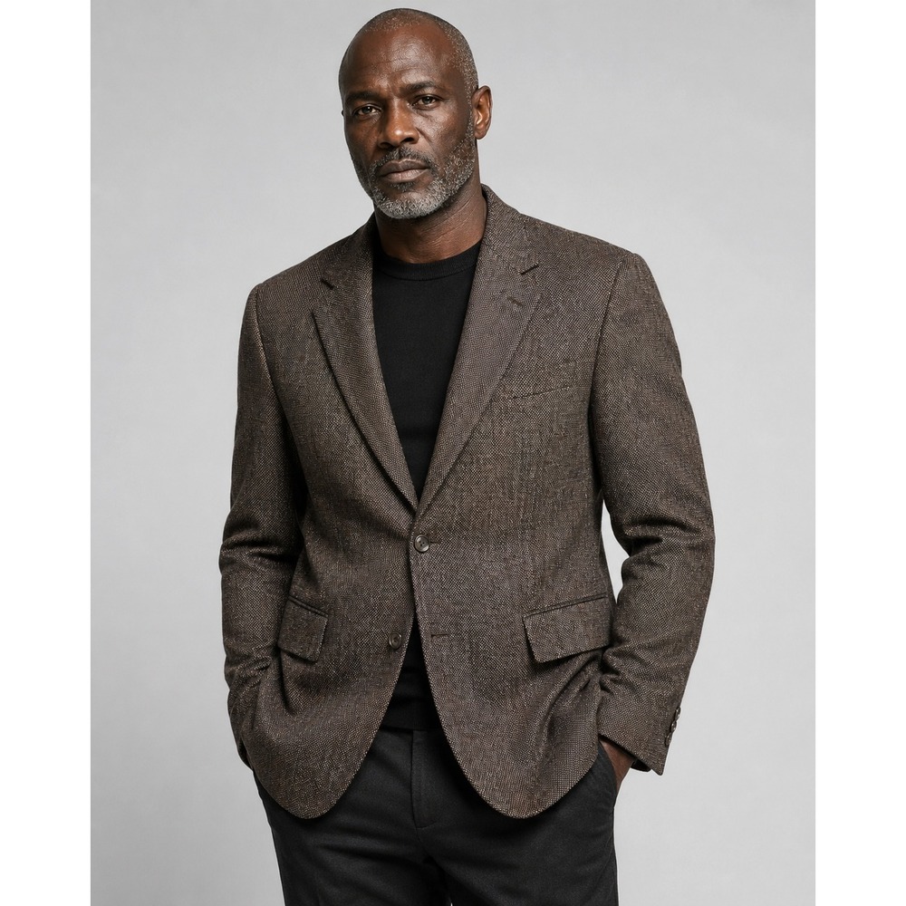 Joseph & Feiss International Mens 41L Brown 100% Wool 2-Button Blazer Sport Coat
